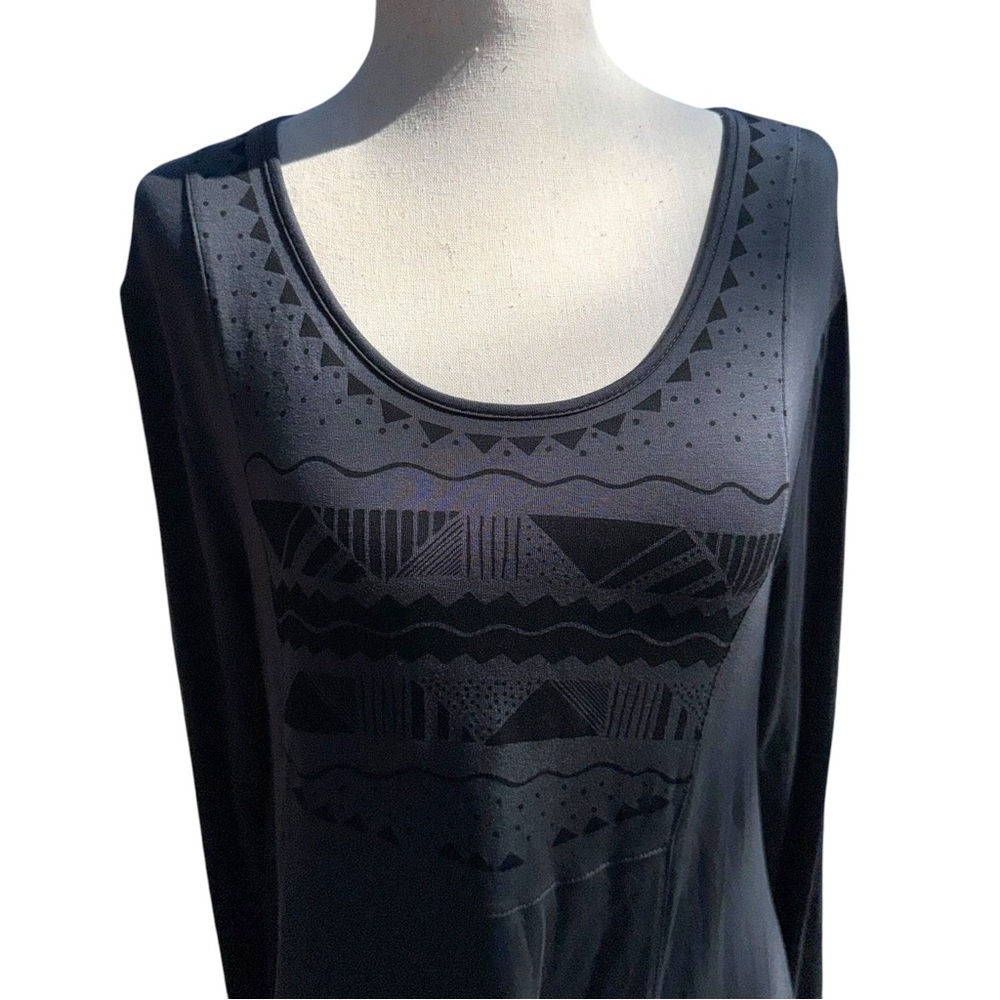 GUDRUN SJODEN Gray Abstract Lagenlook Long Sleeve Blouson Midi Dress Size M - Picture 6 of 14